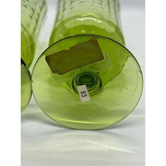Vintage Lenox Handblown Set Of 2  Green Wine Glasses Lead  Crystal Made in USA - Picture 4 of 9